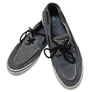 Sperry Boat Shoes Mens Gray Canvas Lace Up Casual Deck Shoes Size‎ 9M